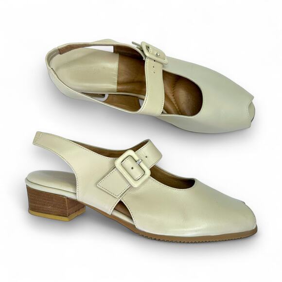 Beautifeel Women's Sling Back Sandals EU 41 US 10 Champagne Cream Leather Padded - Picture 1 of 11
